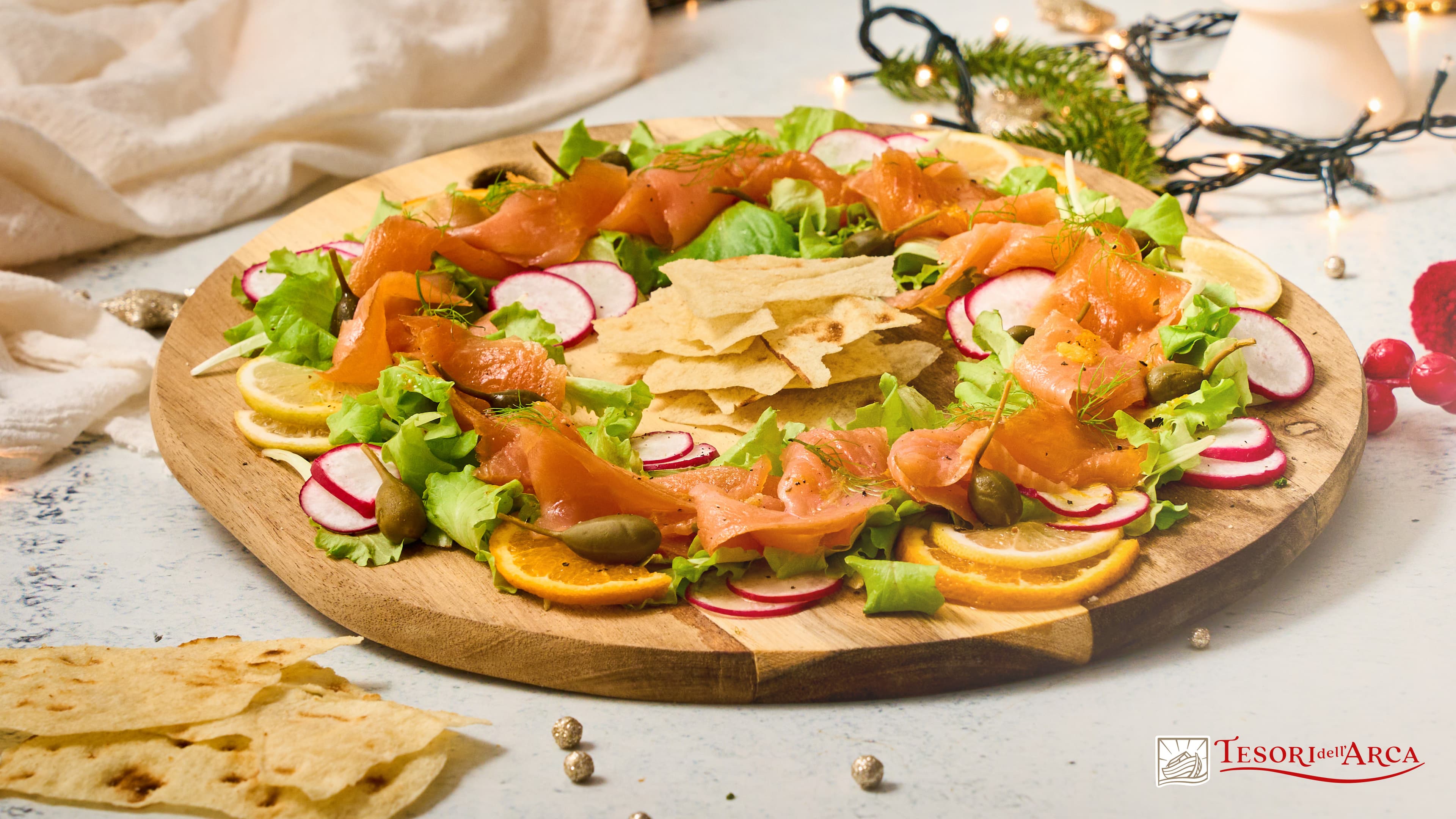 Ghirlanda di salmone norvegese, dressing agli agrumi e pane guttiau - 2