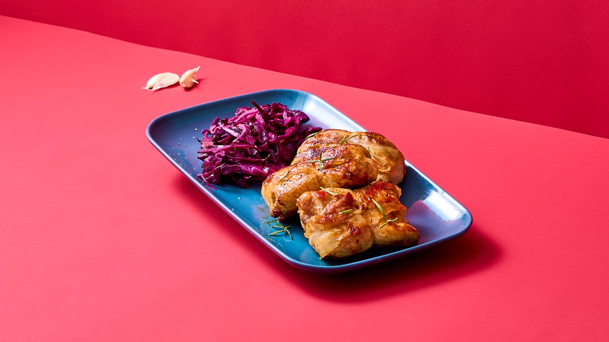 Rollatine di Pollo con cavolo viola all'aceto e timo