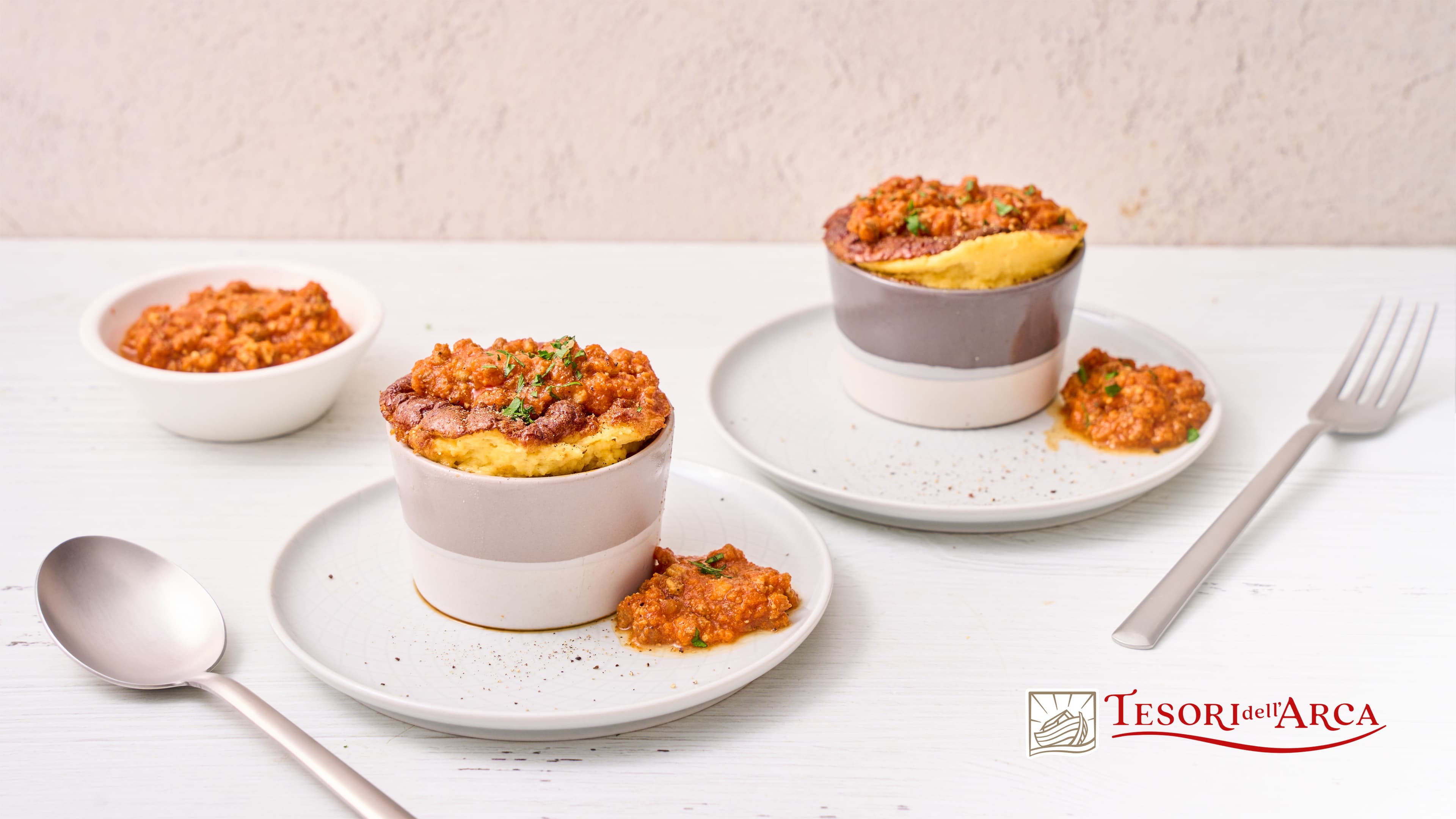 Soufflé al Parmigiano con ragù con Cinta Senese - 2