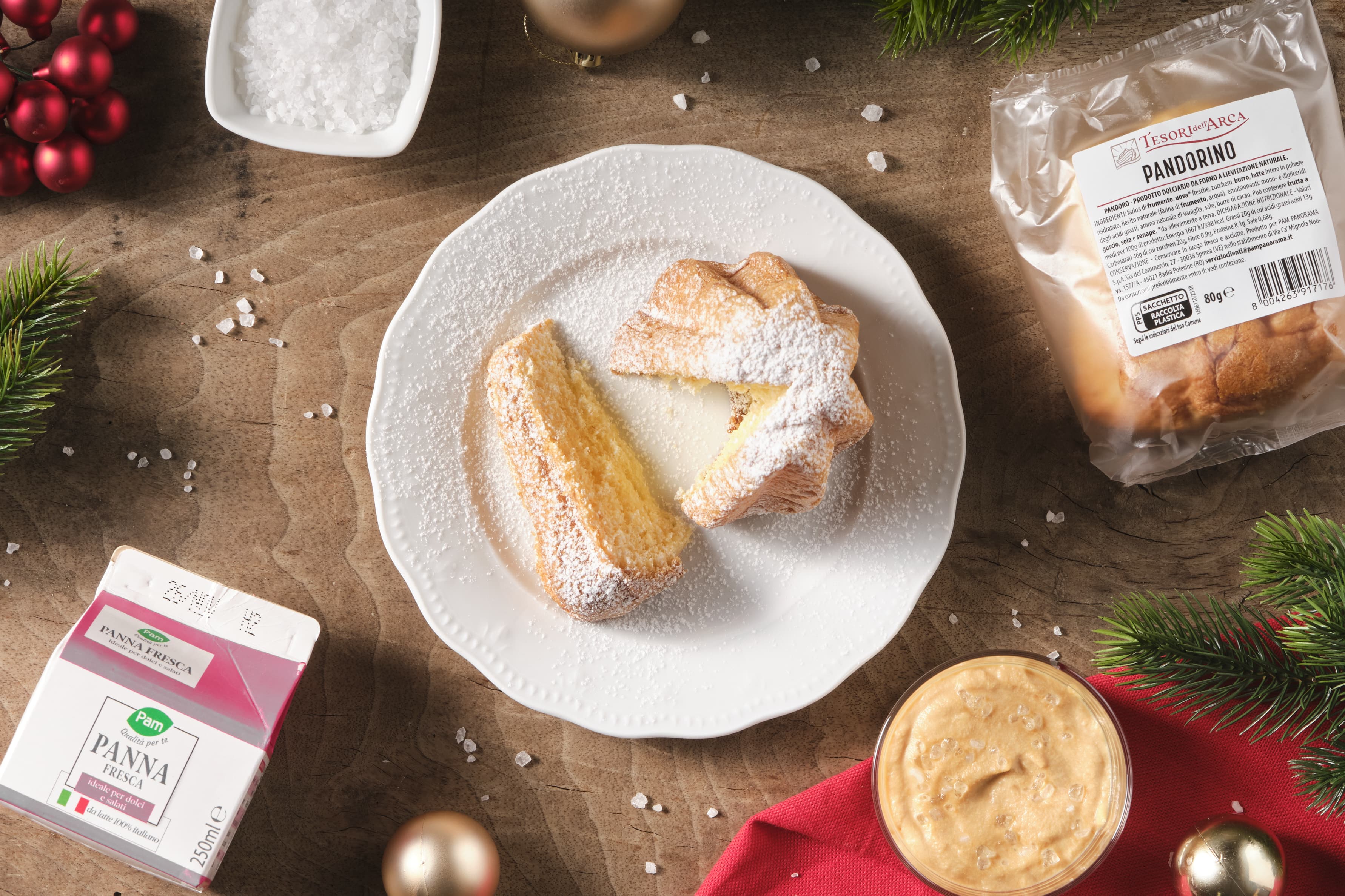 Pandorino con crema al caramello salato e mascarpone