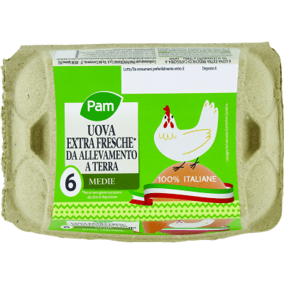 PAM Uova Extra Fresche* da Allevamento a Terra Medie 6 pz