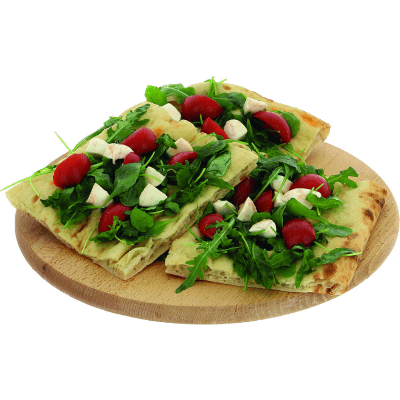 Pizza gourmet pomodoro mozzarella rucola