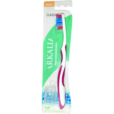 Spazzolino classico setole medie con copritestina ARKALIA 1 pezzo