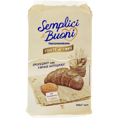 SEMPLICI E BUONI Fonte di Fibre Croissant con farina integrale 240g (40g x 6)