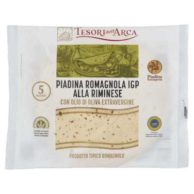 TESORI DELL'ARCA Piadina Romagnola IGP alla Riminese con Olio di Oliva Extravergine 5 x 120 g