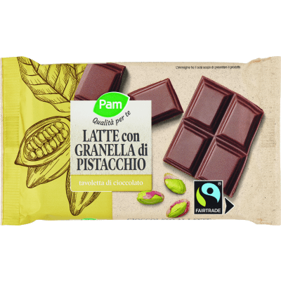 PAM Qualità per te Latte con Granella di Pistacchio tavoletta di cioccolato 100 g