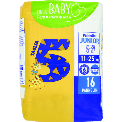 PAM PANORAMA Linea Baby Pannolini Junior Taglia 5 11-25 Kg 16 pz