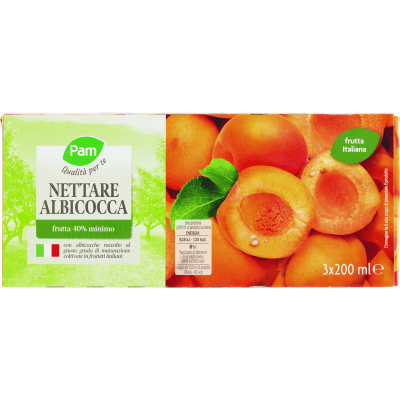 PAM PANORAMA Succo e Polpa di Albicocca 600 ml (200ml x 3)