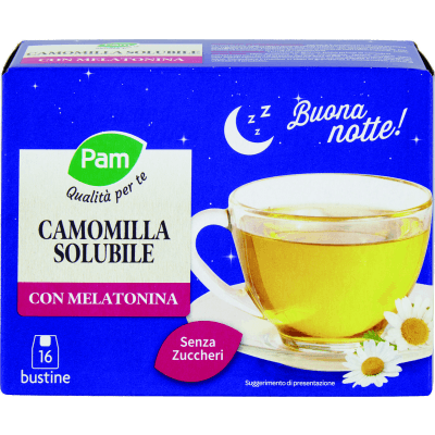 PAM Qualità per te Camomilla Solubile con Melatonina Bustine 16 x 4 g