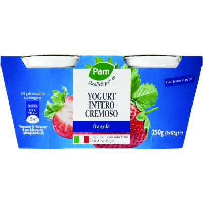 PAM PANORAMA Yogurt intero Cremoso alla Fragola 250g (125g x 2)
