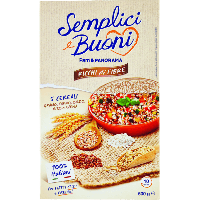 SEMPLICI E BUONI Ricchi di Fibre 5 cereali Grano, Farro, Orzo, Riso e Avena 500 g