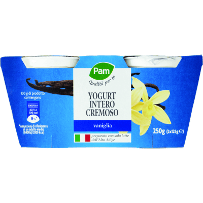 PAM PANORAMA Yogurt intero Cremoso alla Vaniglia 250g (125g x 2)