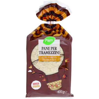PAM Pane per Tramezzini con Farina Integrale 400 g