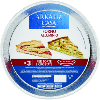 PAM PANORAMA Vaschette alluminio Forno per Torte e Crostate 3 pz