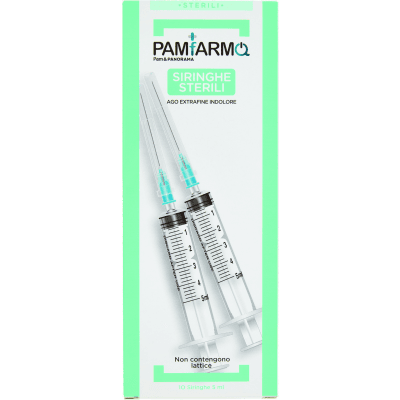 PAMFARMA Siringhe Sterili Ago Extrafine Indolore 5 ml 10 pz