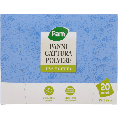 PAM Panni Cattura Polvere Usa e Getta 22 x 29 cm 20 pz