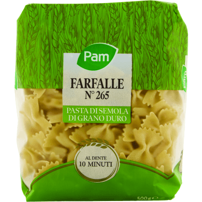 PAM Farfalle N° 265 Pasta di Semola di Grano Duro 500 g