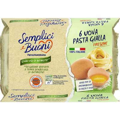 SEMPLICI E BUONI Senza Uso di Antibiotici 6 Uova Pasta Gialla Fresche