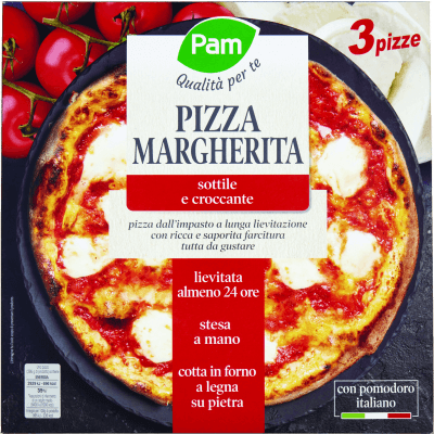 PAM PANORAMA 3 Pizze Margherita surgelate 900g (300g x 3)