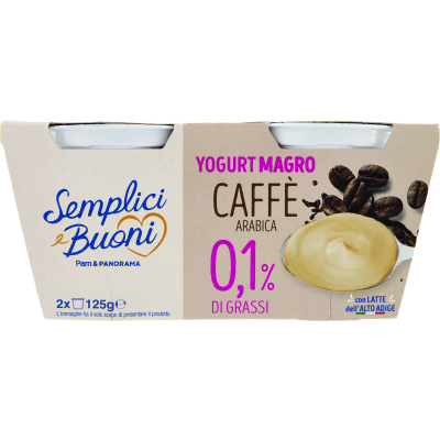 SEMPLICI E BUONI 0,1% di Grassi Yogurt Magro Caffè Arabica 2 x 125 g