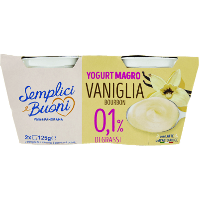 SEMPLICI E BUONI 0,1% di Grassi Yogurt Magro Vaniglia Bourbon 2 x 125 g