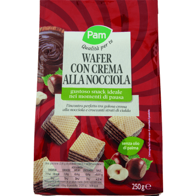 PAM PANORAMA Snack Wafer con crema alla nocciola 250 g