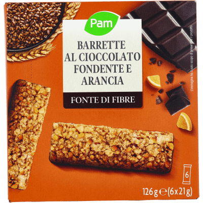 PAM Barrette al Cioccolato Fondente e Arancia 6 x 21 g