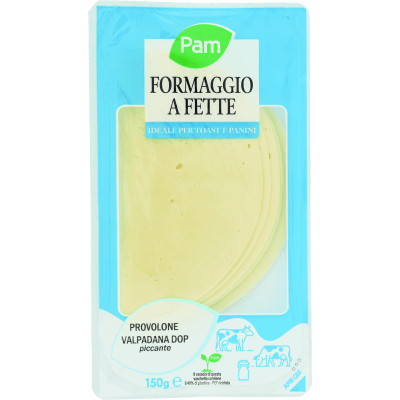 PAM Qualità per te Formaggio a Fette Provolone Valpadana DOP piccante 150 g