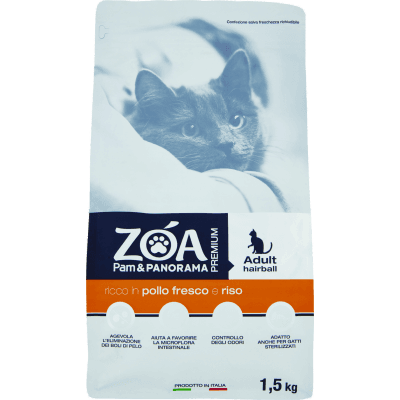 ZOA PREMIUM Adult hairball ricco in pollo fresco e riso 1,5 kg