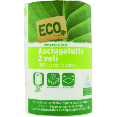 ECO Asciugatutto 2 veli 100% carta riciclata 1 rotolo