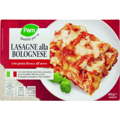 PAM Qualità per te Lasagne alla Bolognese con pasta fresca all'uovo Surgelate 600 g