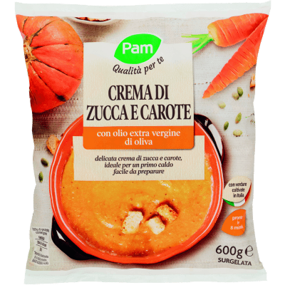 PAM Qualità per te Crema di Zucca e Carote con olio extra vergine di oliva Surgelata 600 g