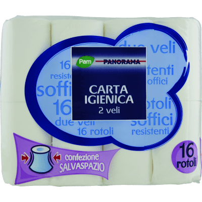 PAM PANORAMA Carta Igienica 2 Veli 16 rotoli salvaspazio