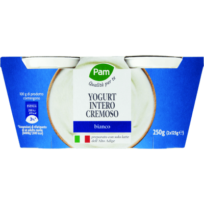 PAM PANORAMA Yogurt intero Cremoso Bianco 250g (125g x 2)