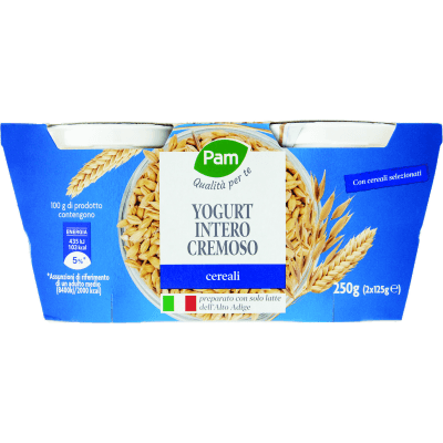 PAM PANORAMA Yogurt intero Cremoso ai Cereali 250g (125g x 2)