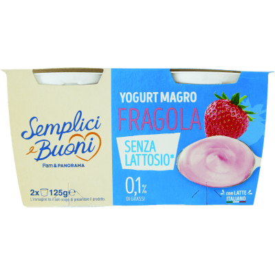 SEMPLICI E BUONI Senza Lattosio Yogurt Magro Fragola 2 x 125 g