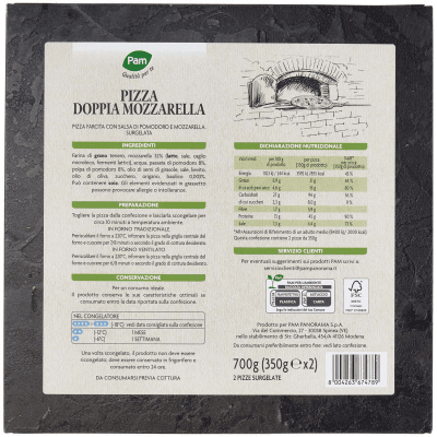 PAM PANORAMA 2 Pizze Doppia Mozzarella surgelate 700g (350g x 2) – immagine 11