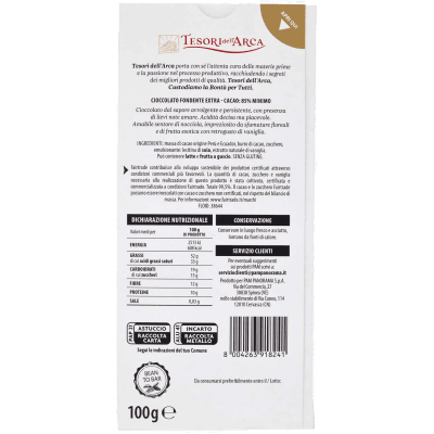 TESORI DELL'ARCA Cioccolato Fondente Extra 85% Cacao Deciso 100 g – immagine 11