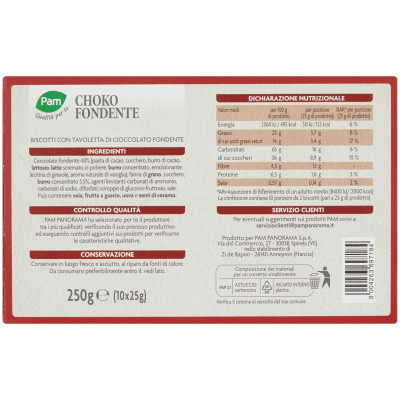 PAM Qualità per te Choko Fondente biscotti con cioccolato fondente 250g (25g x 10) – immagine 11