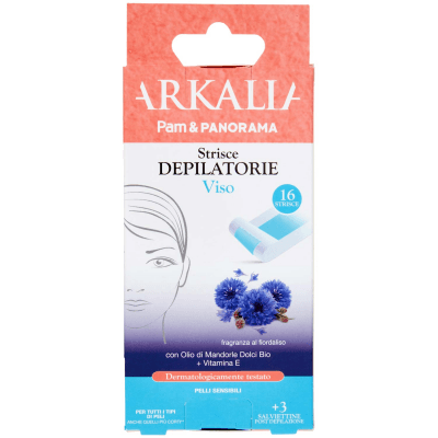 ARKALIA Strisce Depilatorie Viso Pelli Sensibili 16 Strisce + 3 Salviettine Post Depilazione – immagine 9