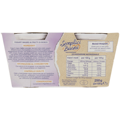SEMPLICI E BUONI 0,1% di Grassi Frutti di Bosco Yogurt Magro con Frutta in Pezzi 250g (2x125g) – immagine 11