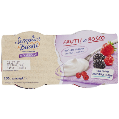 SEMPLICI E BUONI 0,1% di Grassi Frutti di Bosco Yogurt Magro con Frutta in Pezzi 250g (2x125g) – immagine 13