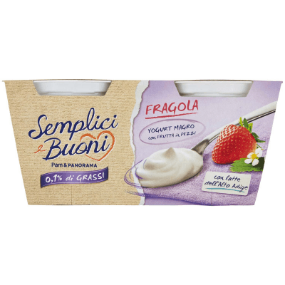 SEMPLICI E BUONI 0,1% di Grassi Fragola Yogurt Magro con Frutta in Pezzi 250g (2x125g) – immagine 9