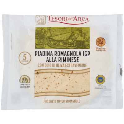TESORI DELL'ARCA Piadina Romagnola IGP alla Riminese con Olio di Oliva Extravergine 5 x 120 g – immagine 9