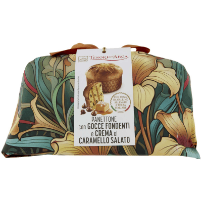 TESORI DELL'ARCA Panettone con Gocce Fondenti e Crema al Caramello Salato 1000 g – immagine 9