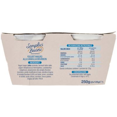 SEMPLICI E BUONI 0,1% di Grassi Yogurt Magro Vaniglia Bourbon 2 x 125 g – immagine 11