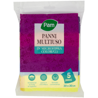 PAM Panni Multiuso in Microfibra Colorati 30 x 30 cm 5 pz – immagine 9