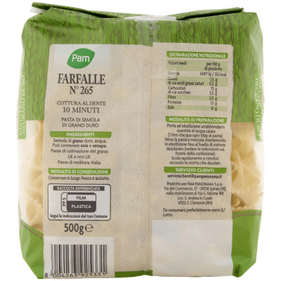 PAM Farfalle N° 265 Pasta di Semola di Grano Duro 500 g – immagine 11
