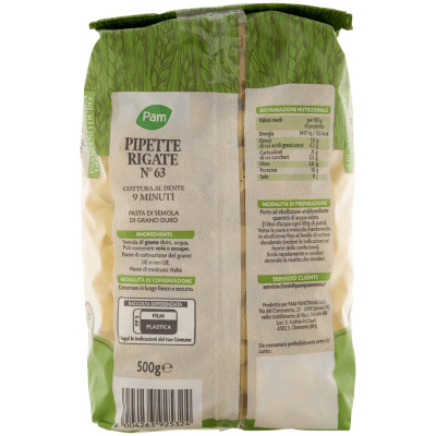 PAM Pipette Rigate N° 63 Pasta di Semola di Grano Duro 500 g – immagine 11