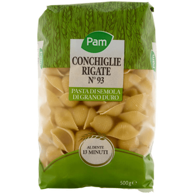PAM Conchiglie Rigate N° 93 Pasta di Semola di Grano Duro 500 g – immagine 9